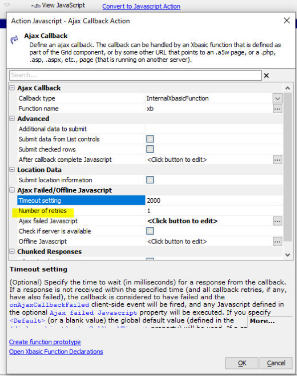 Example: Show retries for AJAX callbacks